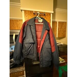 Saddlebrook Mens Navy Red Puffer Jacket Winter Warm Coat Size XL